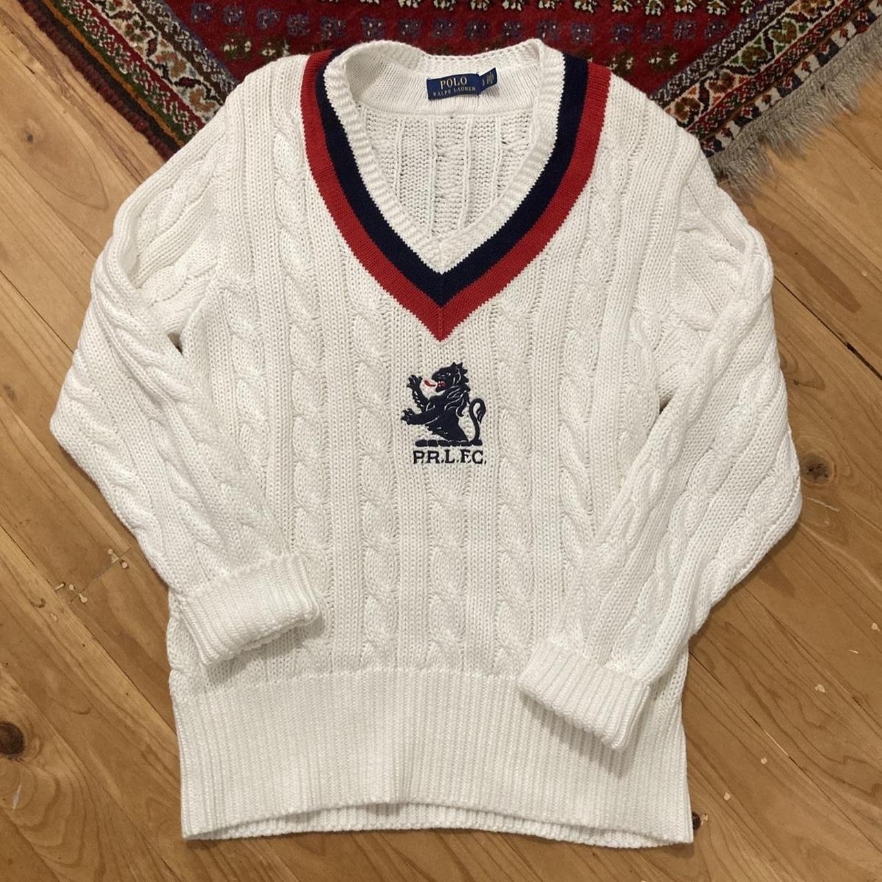 Polo Ralph Lauren Rugby Iconic V-Neck Cricket Cable... - Depop