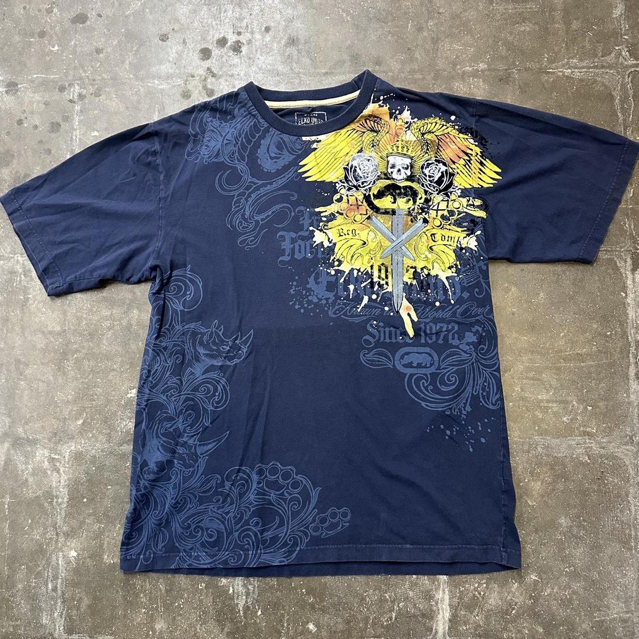 トップス ECKO UNLTD All Over Pattern Shirt Vintage ecko unlimited all over print skull mall | Depop