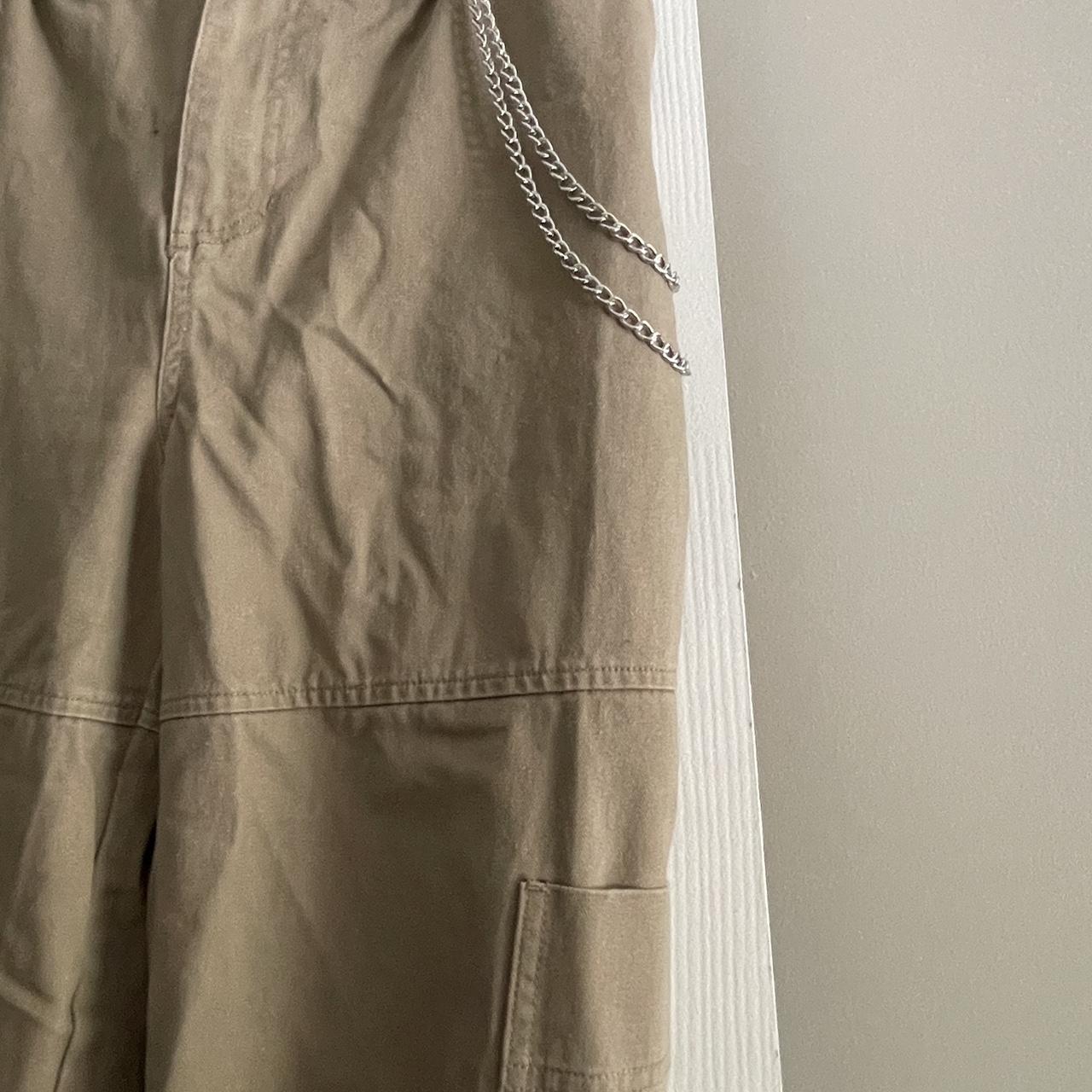 khaki beige forever 21 cargo pants with belt chain... Depop