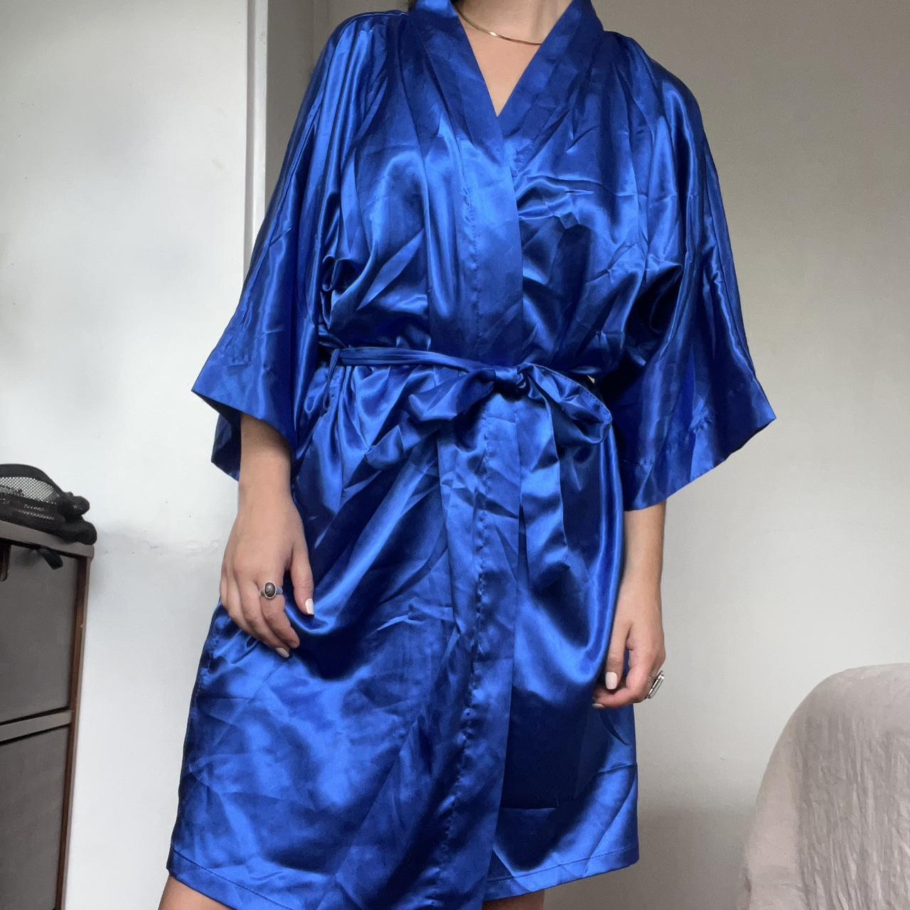 Royal blue satin robe! 💙 No tag. Fits all... - Depop