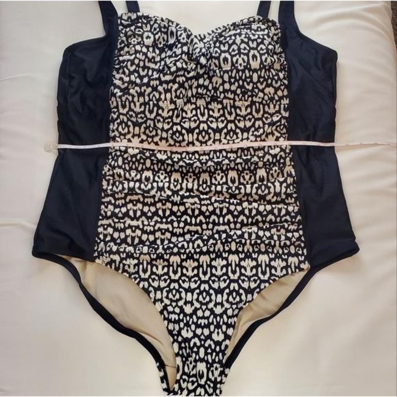 AVA & VIV Black White Patterned One Piece Swimsuit... - Depop