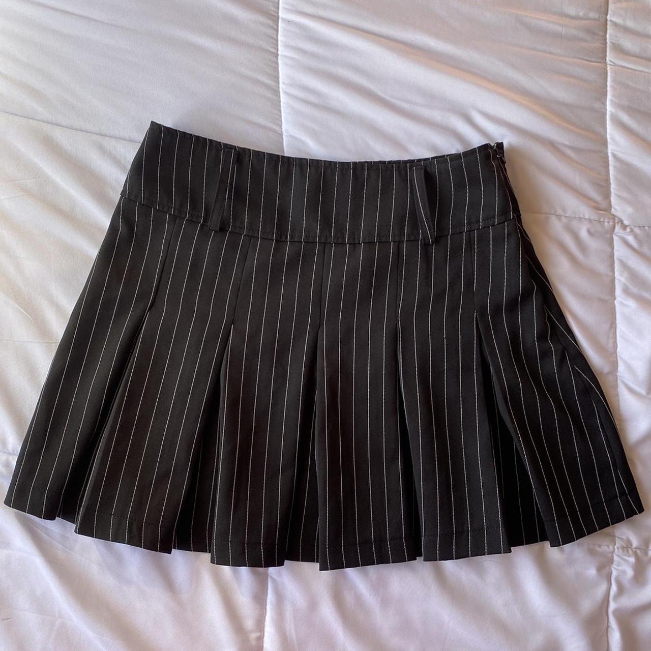 Striped Black and white Mini Skirt 🖤 Bought from... - Depop