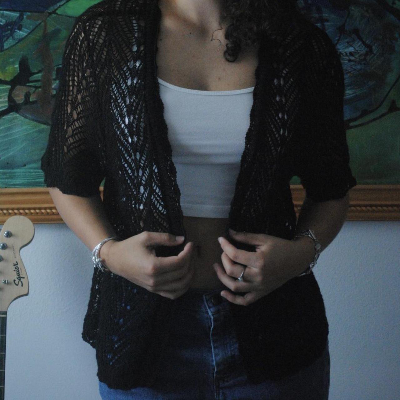 Open Knitted Black Cardigan SIZE: M MODEL: 5’5”/... - Depop