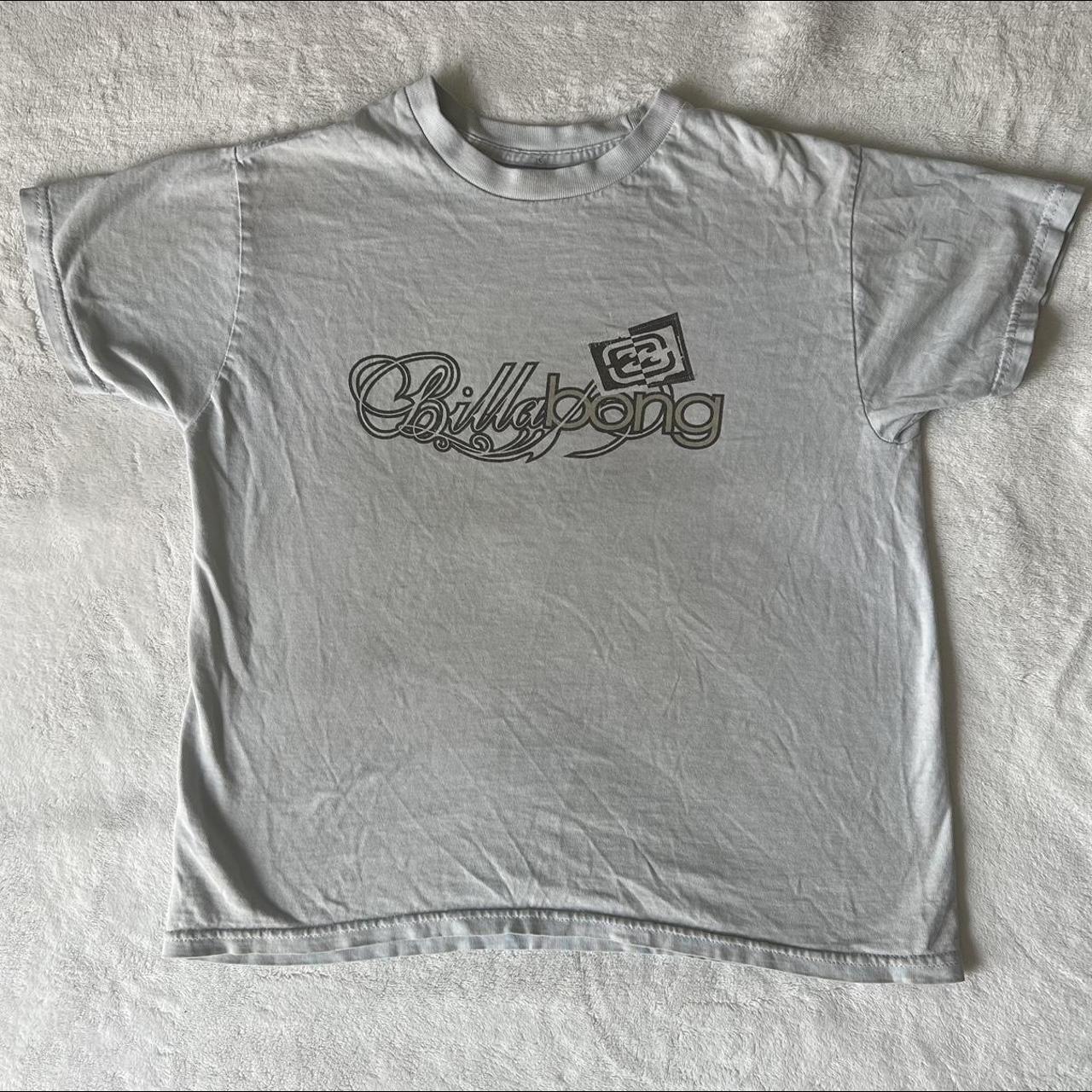 Billabong Men's Grey and Blue T-shirt | Depop