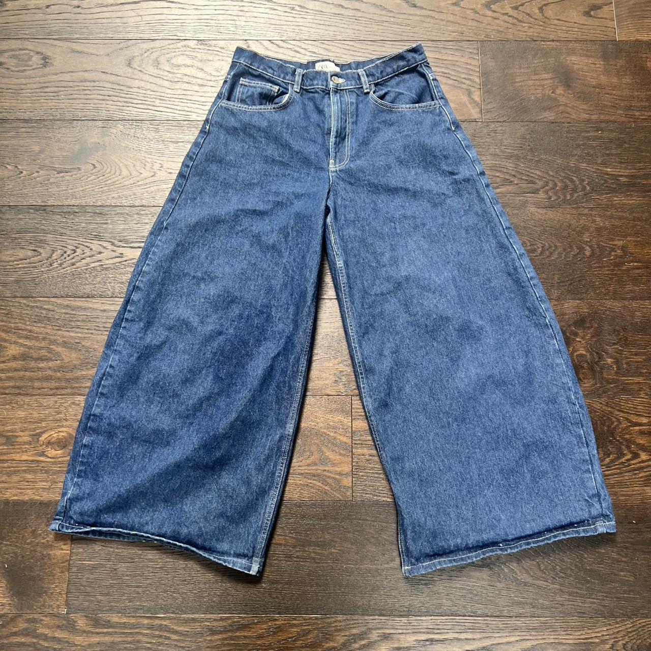 Zara exaggerated wide leg jeans in dark denim, Depop