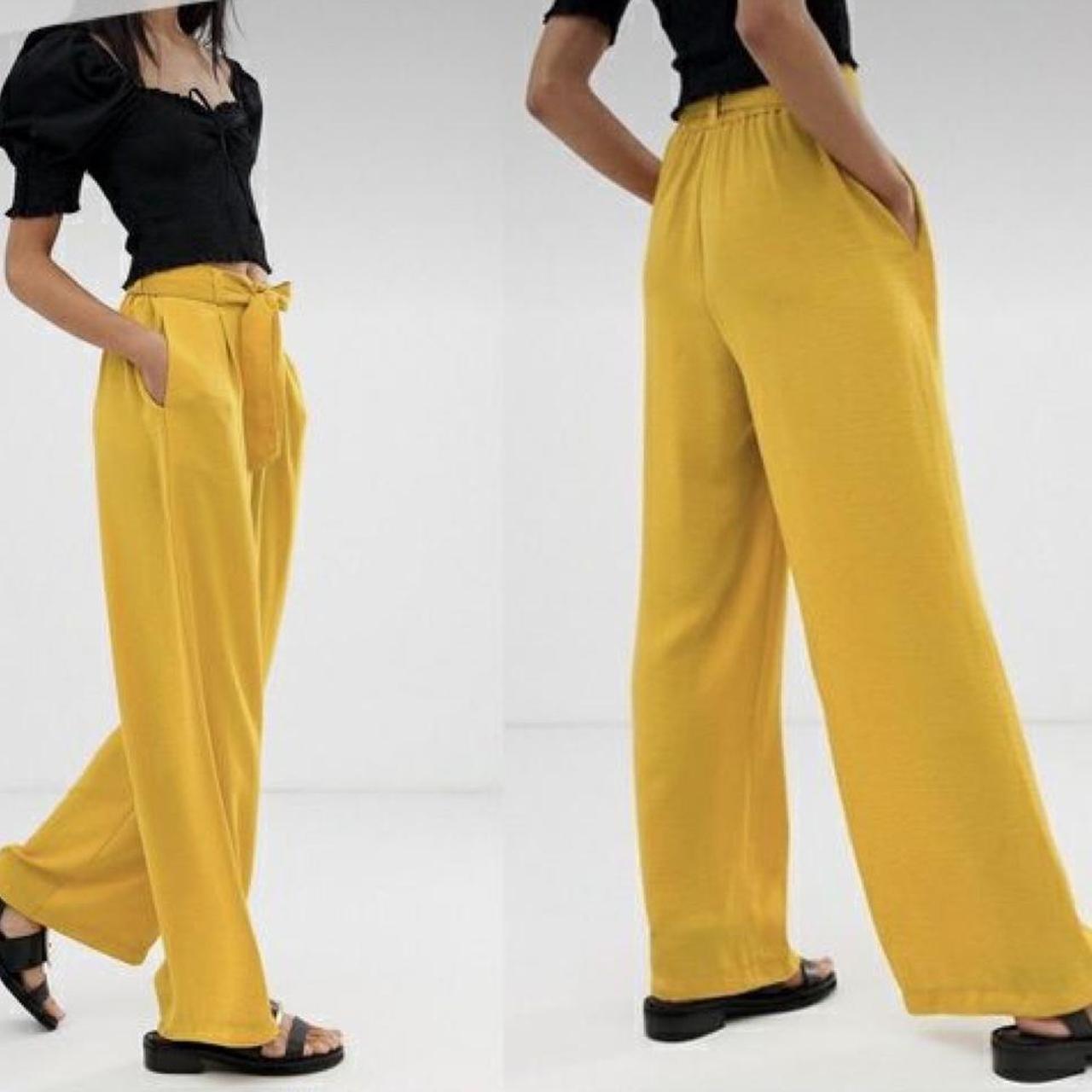 Stradivarius yellow palazzo yellow trousers in UK