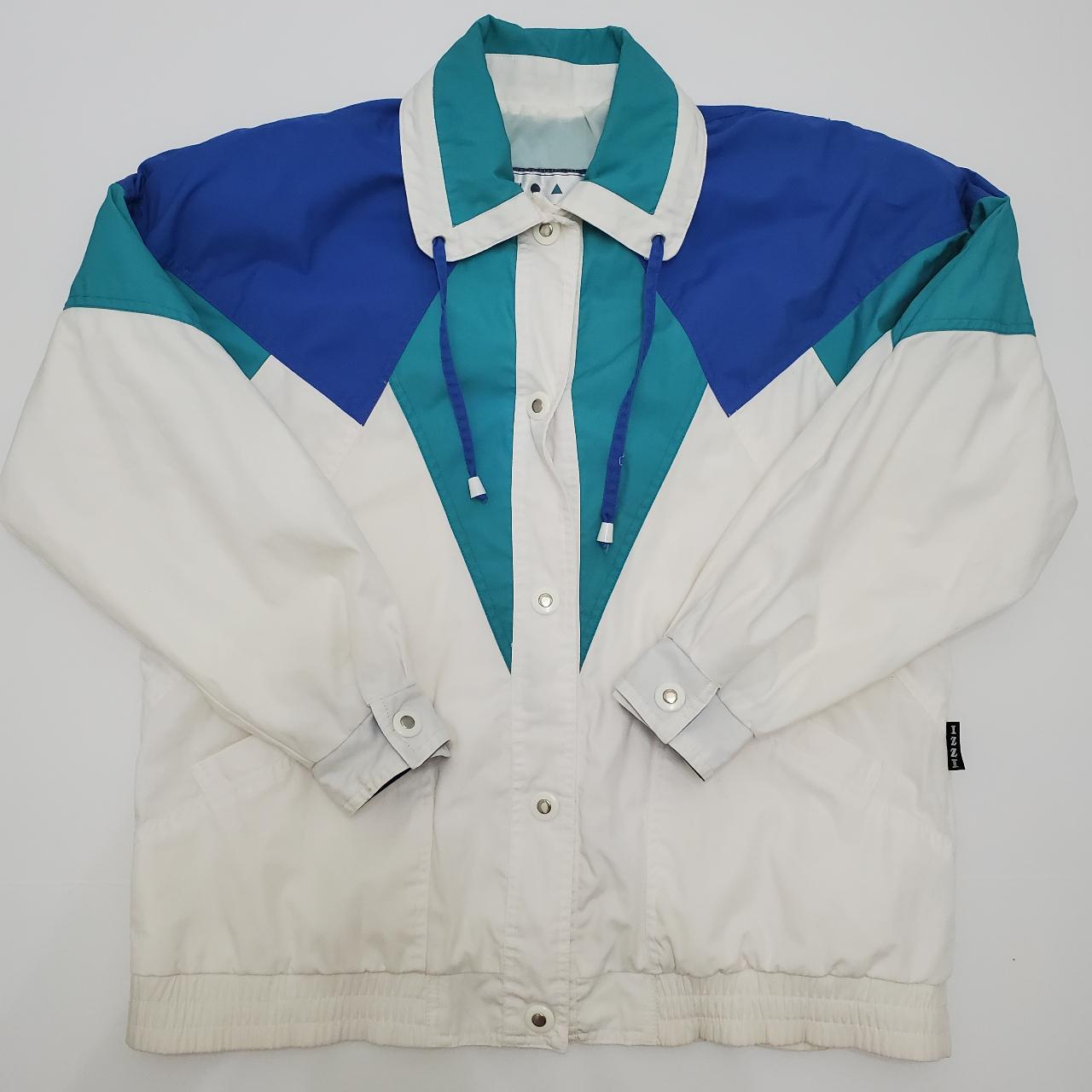 Women's White and Blue Jacket | Depop