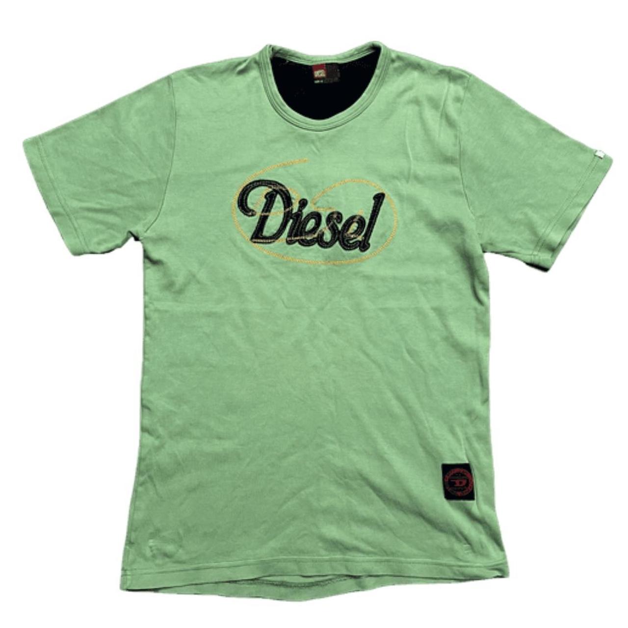 Diesel Women's Green and Black T-shirt | Depop