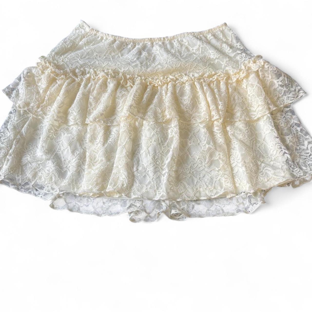 Vintage Women's Lace Skirt - Cream/White - S – Cr… - image 1