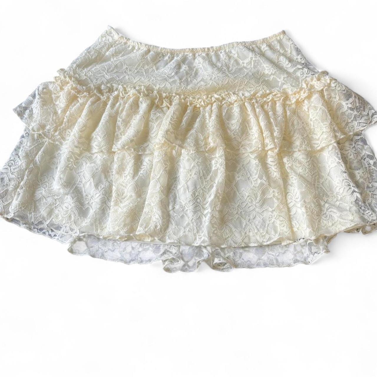 Vintage Women's Lace Skirt - Cream/White - S – Cr… - image 2