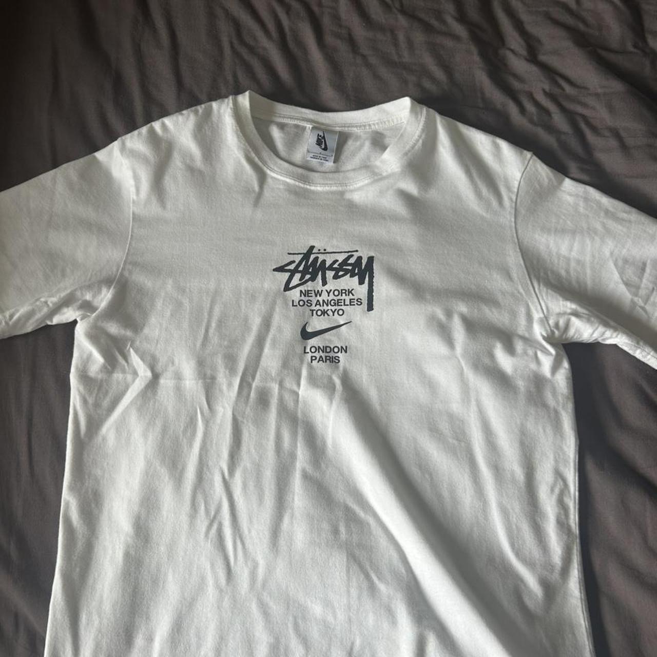 Nike x stussy white T Perfect condition Message... - Depop