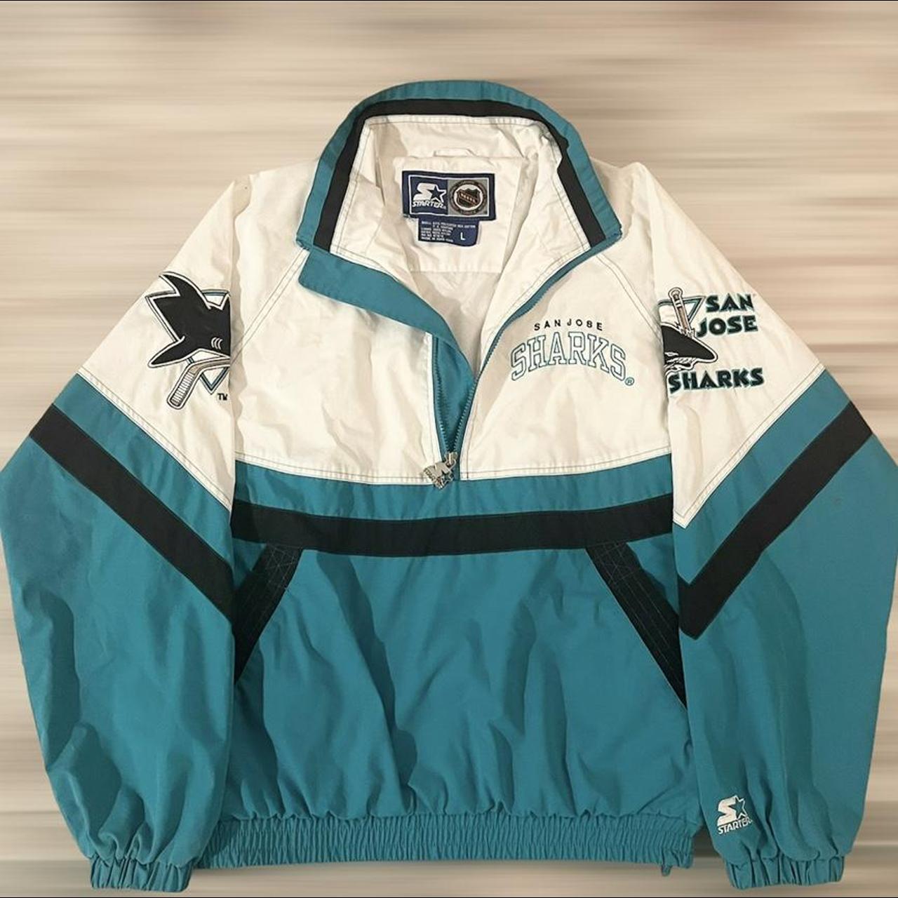 Vintage 90s San Jose Sharks Pullover Parka Jacket by Starter Size XL Rare