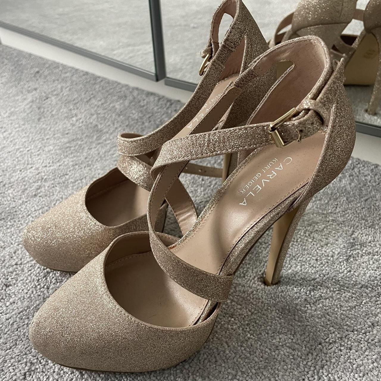 Kurt Geiger Carvela rose gold glitter heels brand