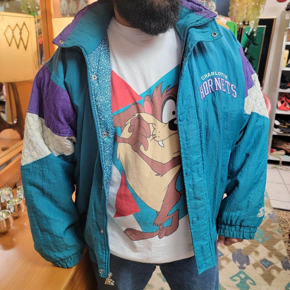 Charlotte Hornets Vintage 90s Starter Pinstripe - Depop