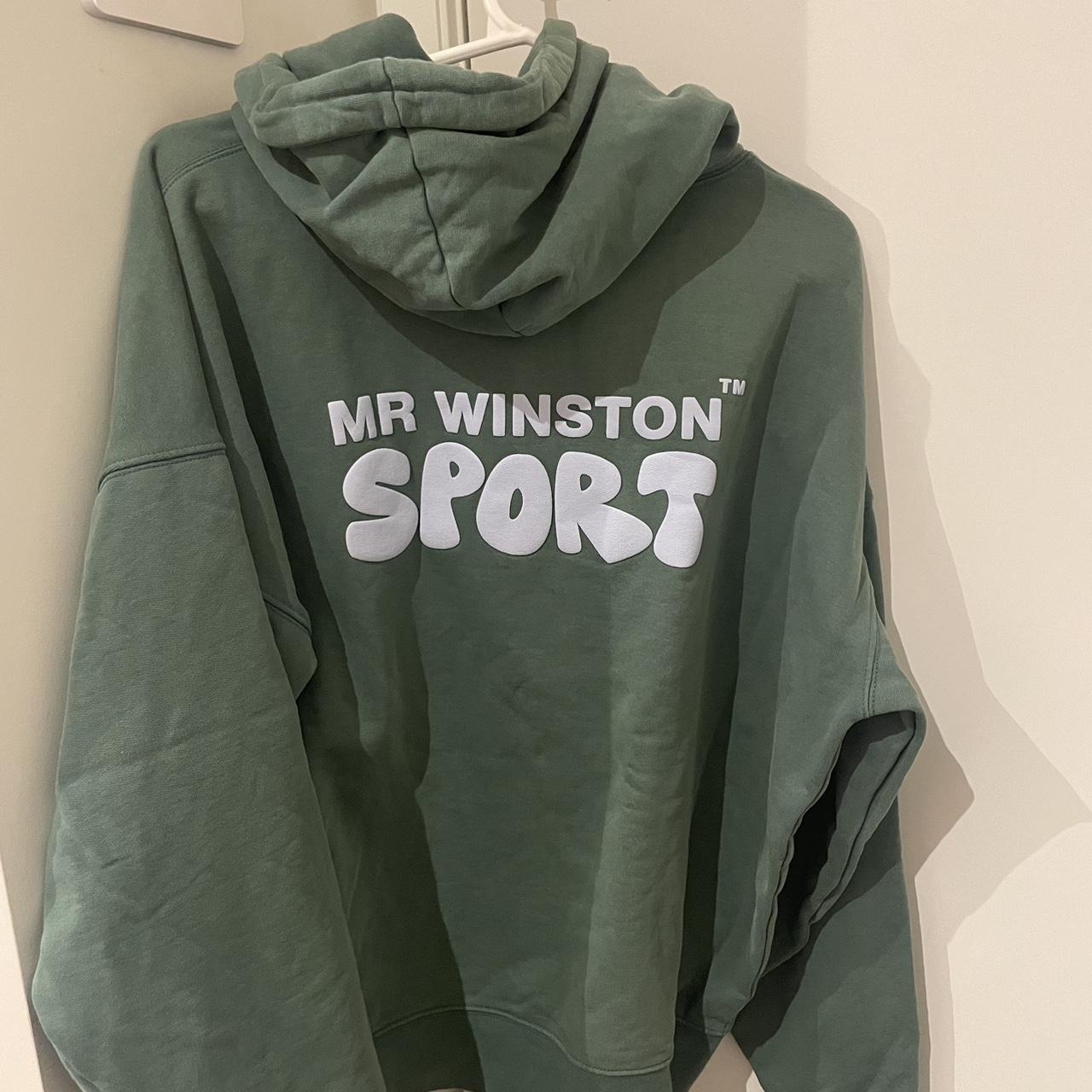 Green with baby blue Mr Winston hoodie Size M Depop