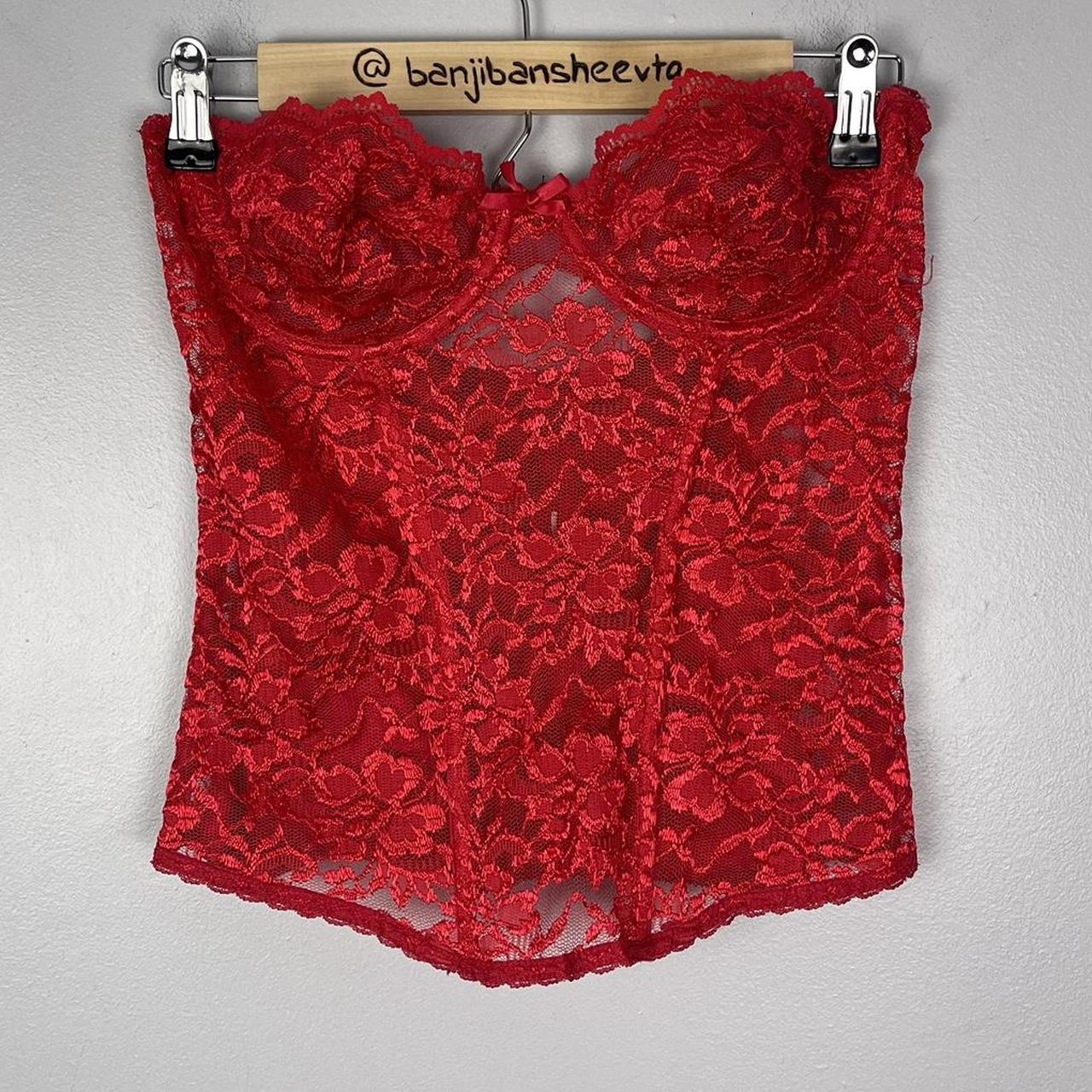 Red lace corset top - Depop