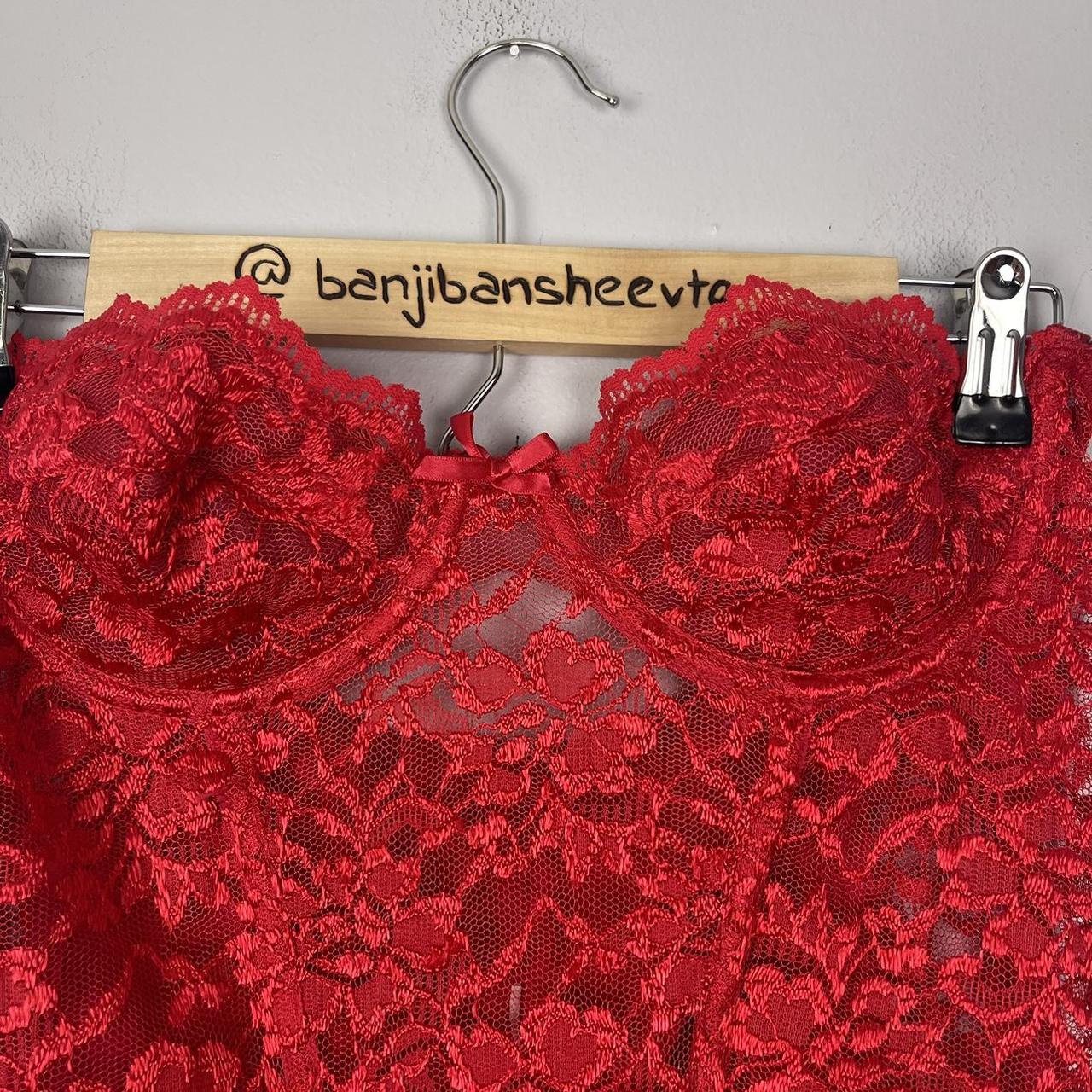 Red lace corset top - Depop