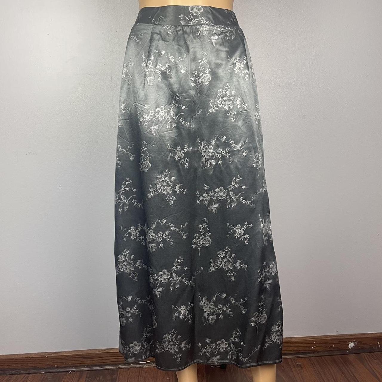 90s Vintage Sparkly Satin Skirt Stunning Grey satin... - Depop