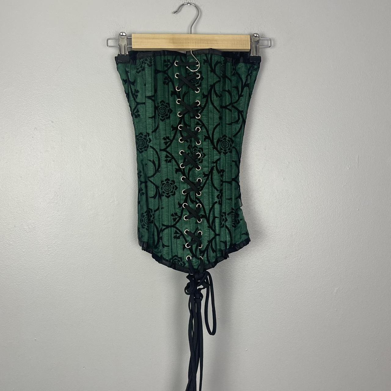 Green & Black Renaissance Corset , Steel boned