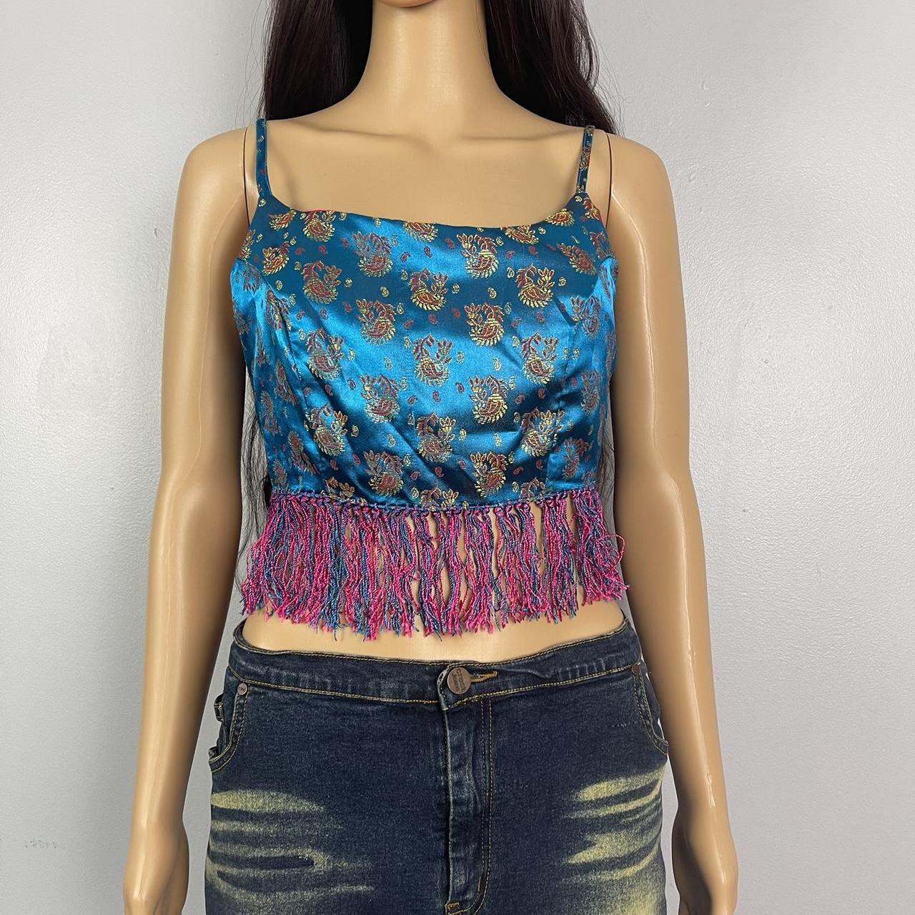 Fringe Jacquard Tank Top , Beautiful blue jacquard...