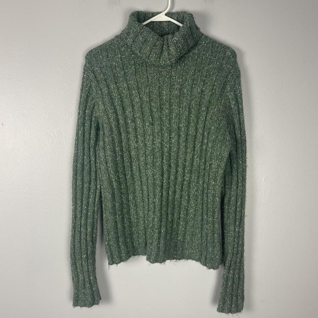 Green Turtle Neck Sweater Chunky ribbed mossy green... - Depop