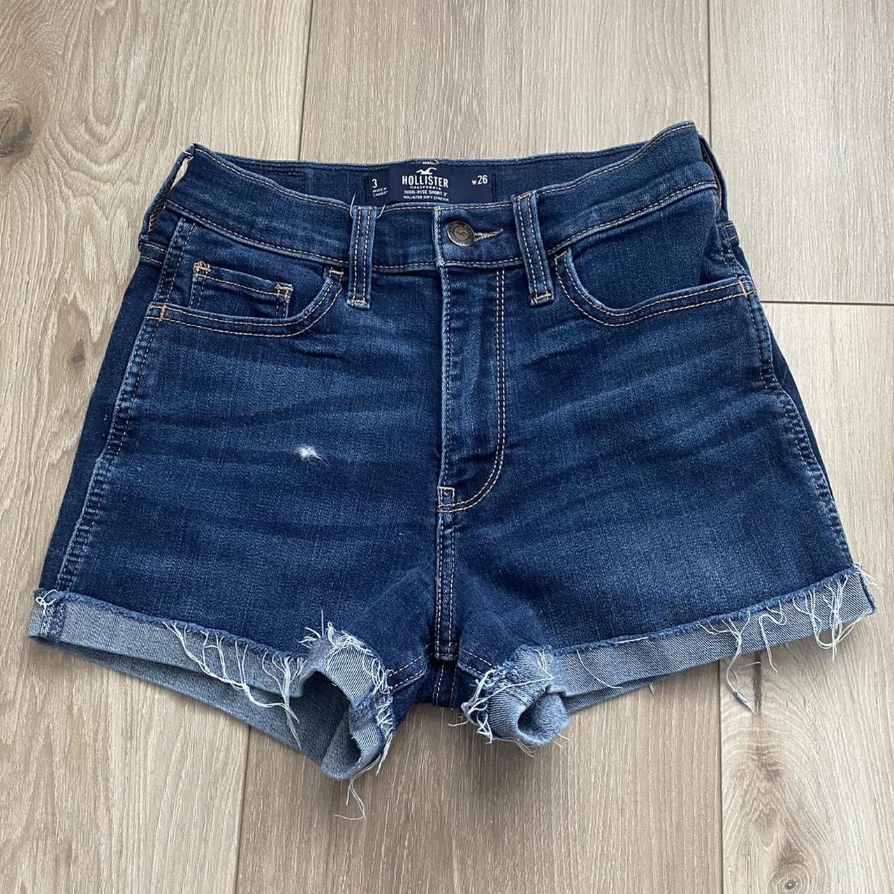 Hollister jean shorts. Size 3 w 26. Very short and - Depop