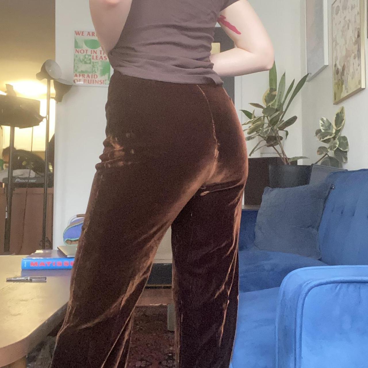 GALLIANO LANDOR Brown Silk Velvet Trousers  MADA IN CHINA