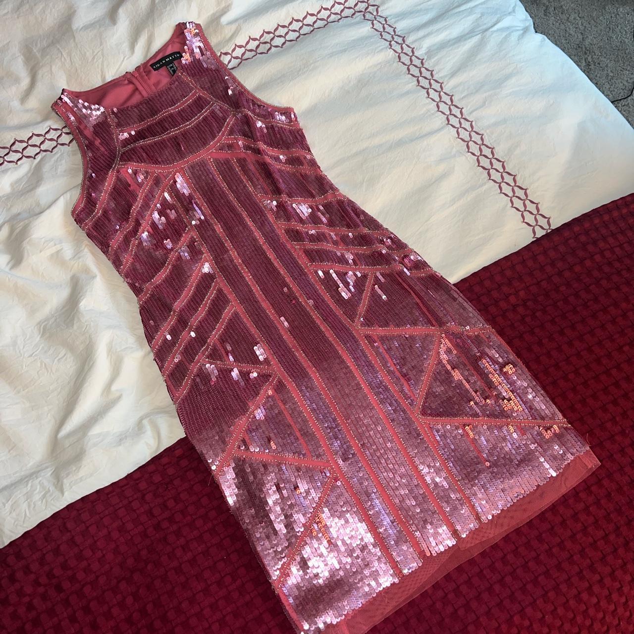 pink geometric sequin Aidan mattox dress This dress