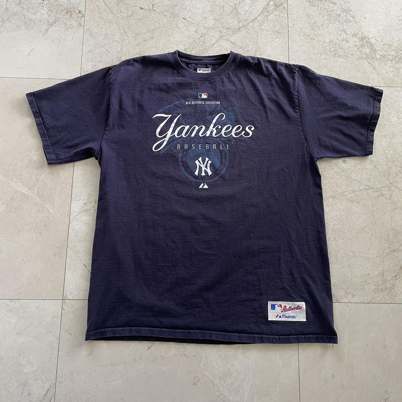 Vintage Majestic New York Yankees Henley Tee Cool - Depop