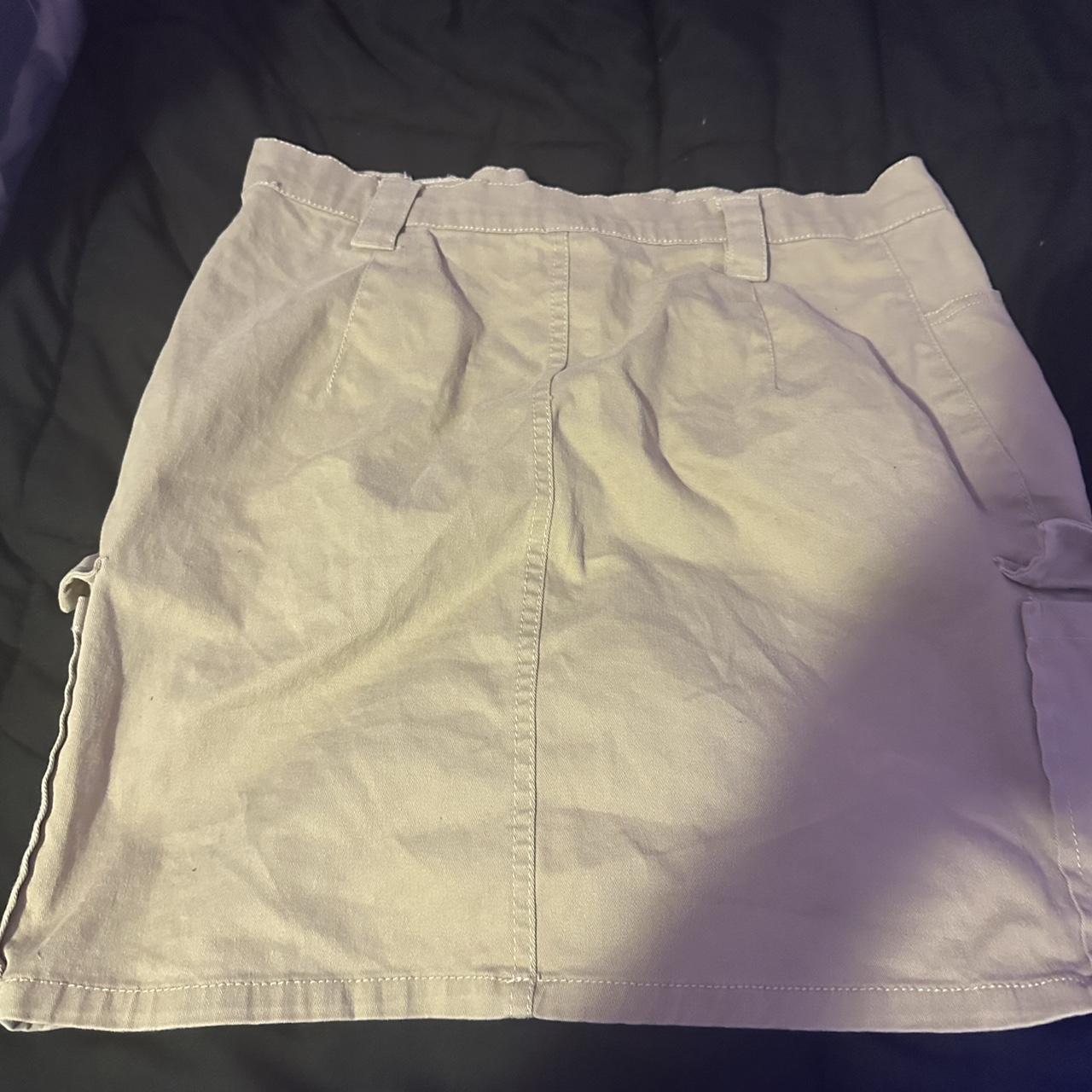 beige cargo skirt with buttons, side pockets, no... - Depop