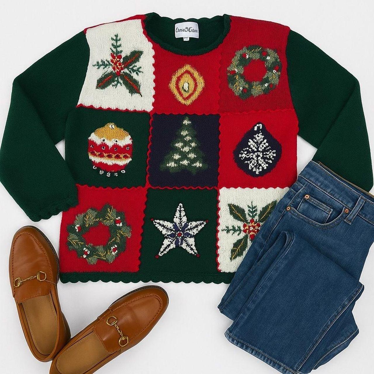 Source Unknown Women's Sweater - Green/Red - L – … - image 3