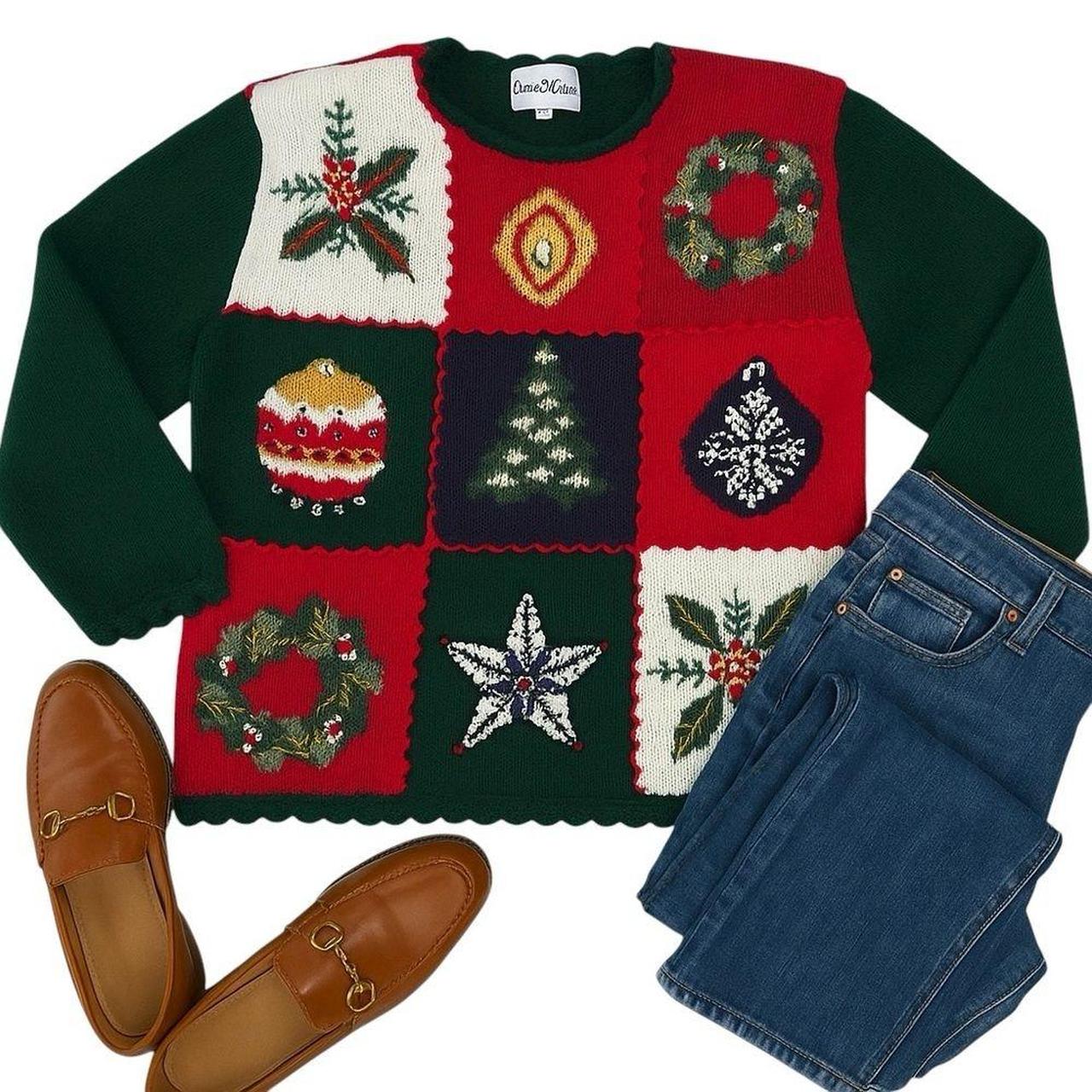 Source Unknown Women's Sweater - Green/Red - L – … - image 1