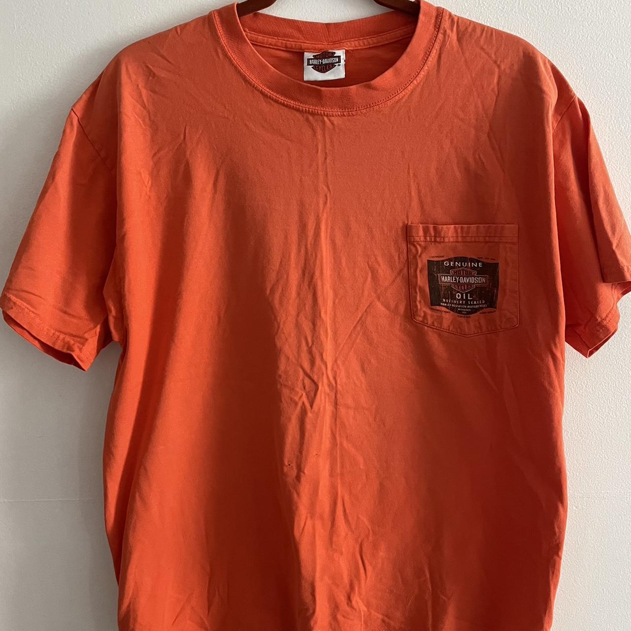 Harley Davidson Men's Orange T-shirt | Depop