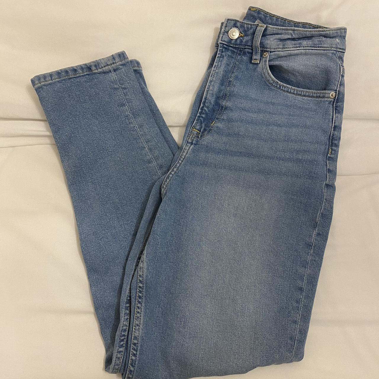 H and m jeans Light wash Size 6 High waisted... - Depop