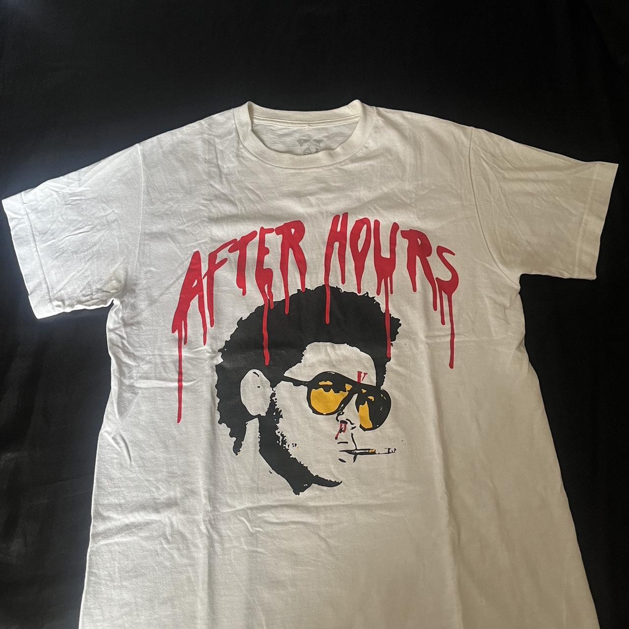 The Weeknd x Vlone After Hours white and red tee | Depop