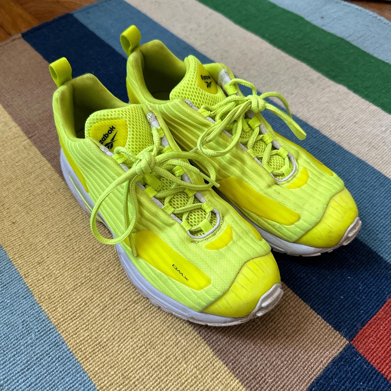 Size 7 Neon Yellow Reebok DMX athletic shoes. Super. Depop