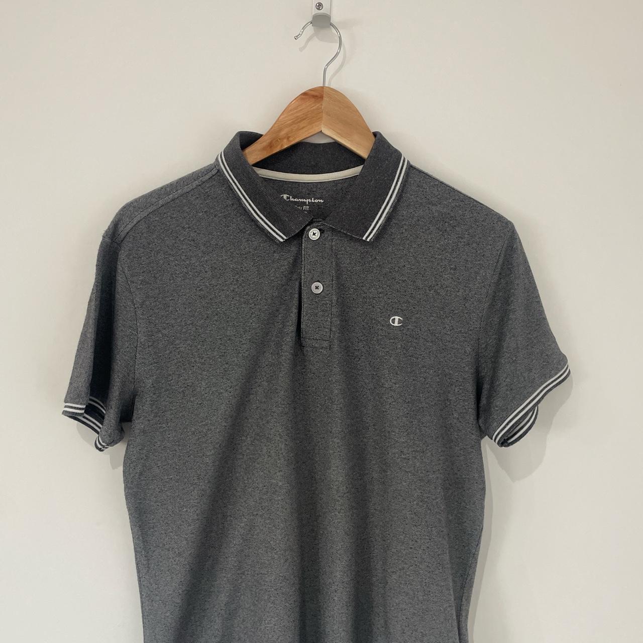 Champion Men's Grey and Black Polo-shirts | Depop