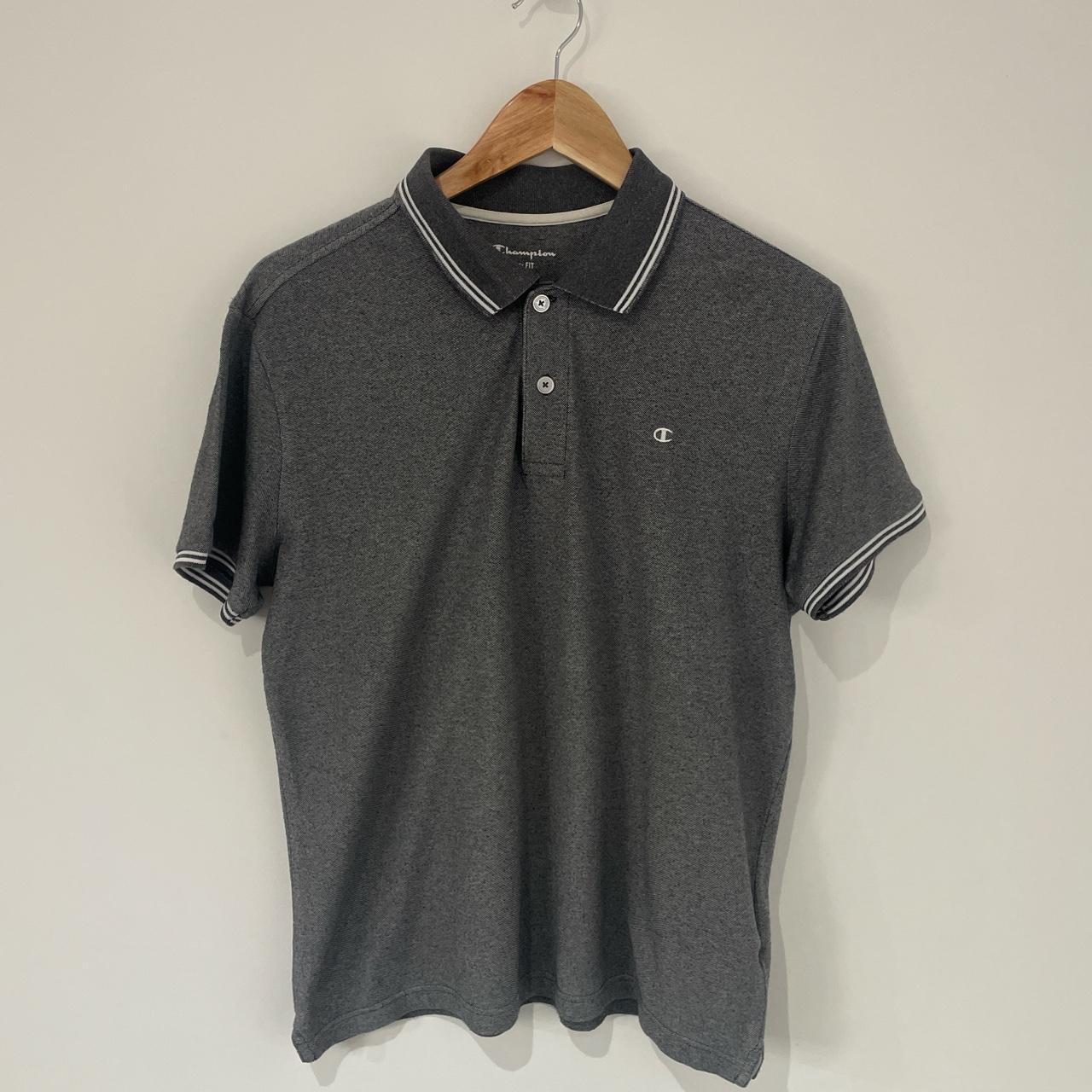 Champion Men's Grey and Black Polo-shirts | Depop