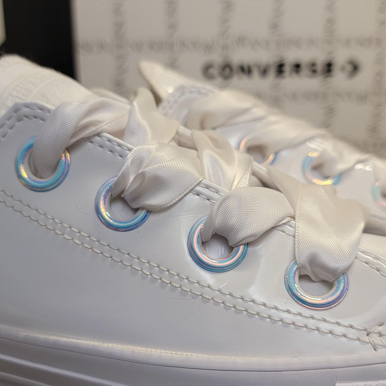 Iridescent white converse on sale