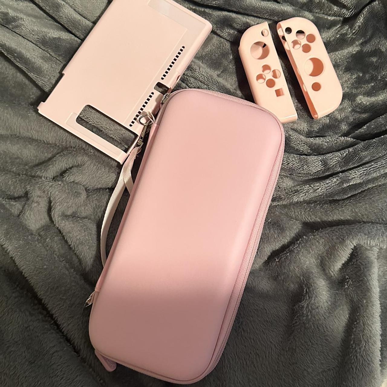 pink nintendo switch case with pink... - Depop