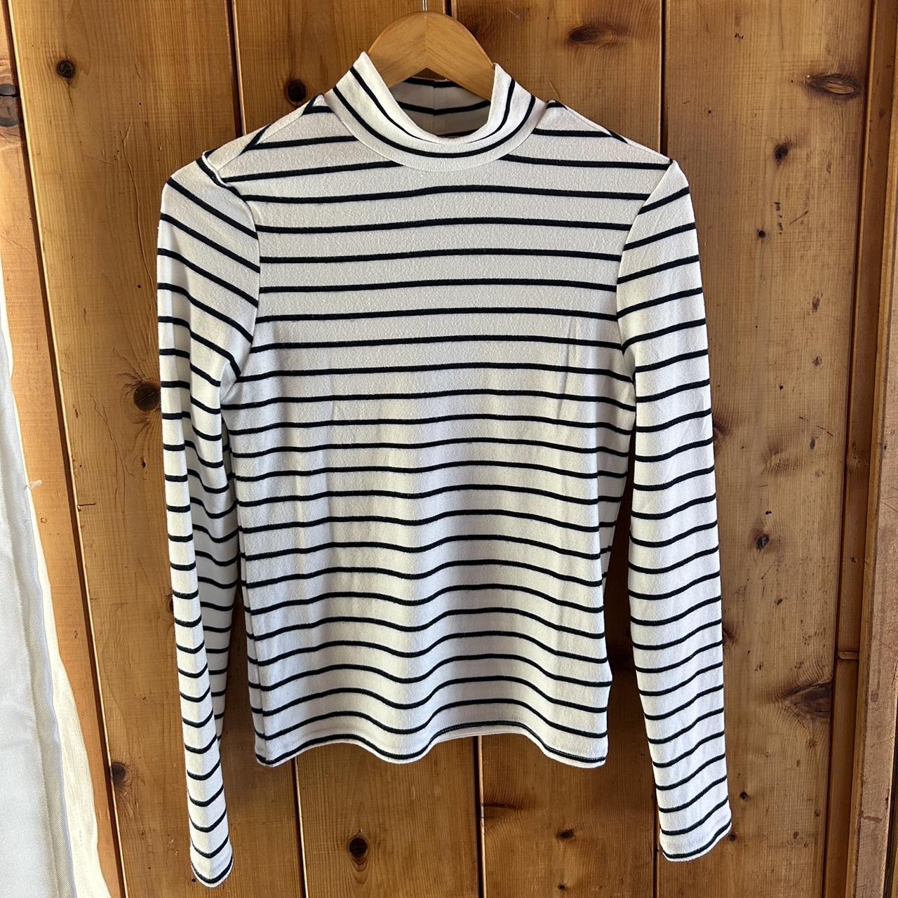 Brixton Women's White and Navy Top | Depop