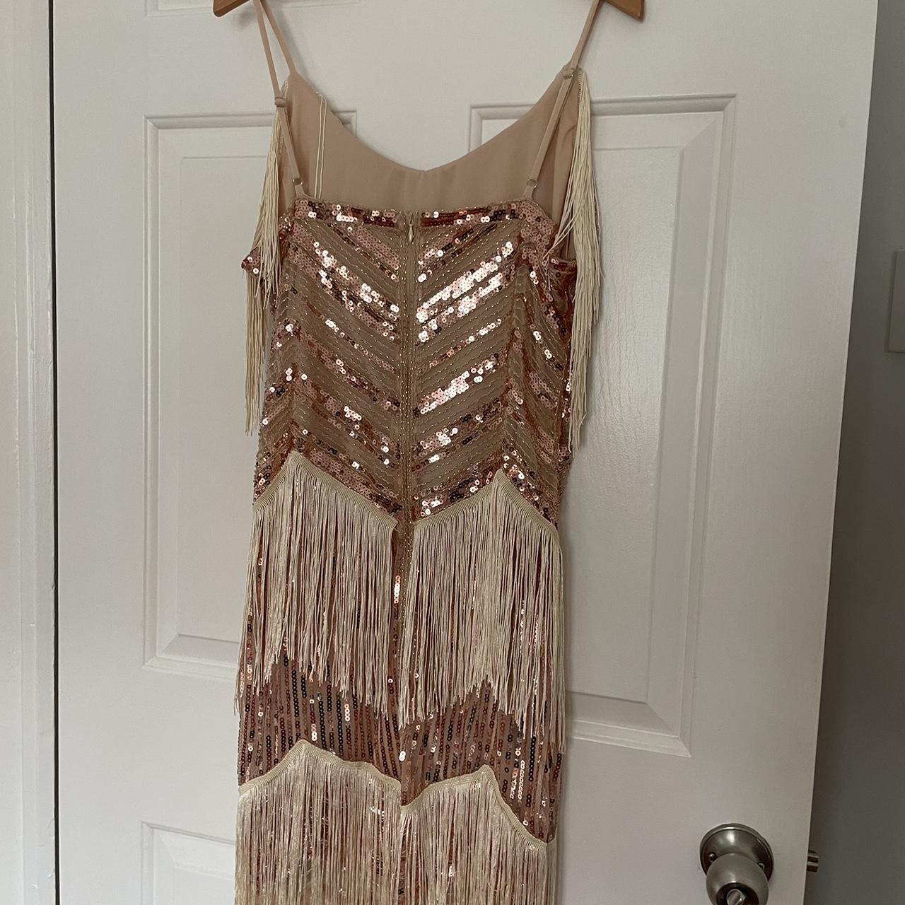 Gorgeous Gatsby dress in champagne with fringe... - Depop