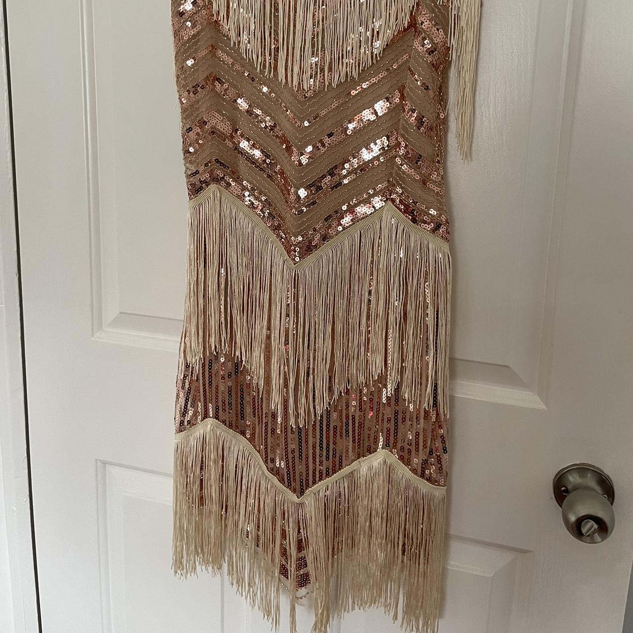 Gorgeous Gatsby dress in champagne with fringe... - Depop