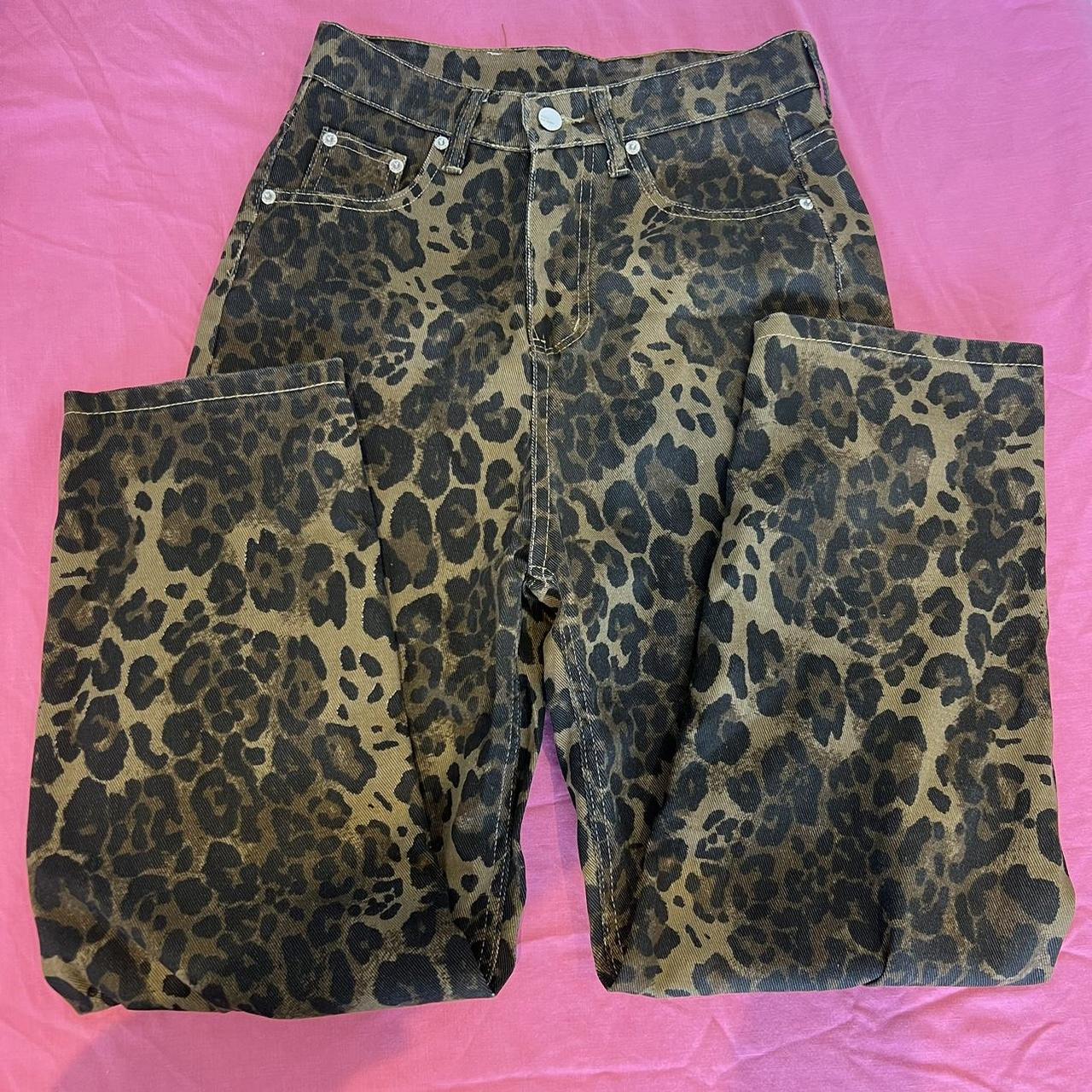 Vintage leopard print jeans Uk women’s size 8 I’d... - Depop