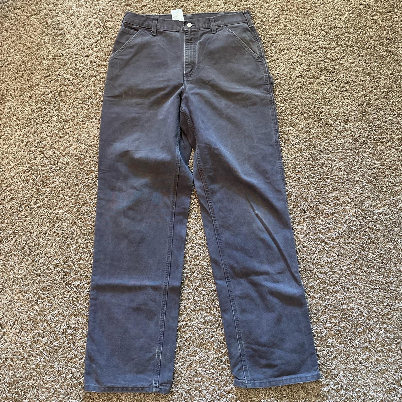 vintage faded black/grey carhartt carpenter pants... - Depop