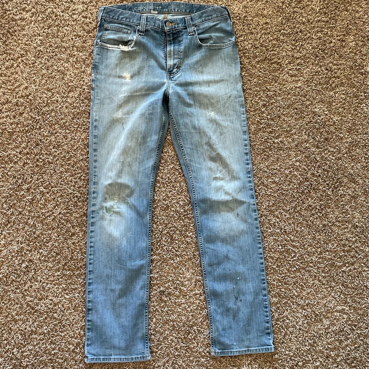 vintage carhartt jeans 33x34 flaws shown/can be... - Depop