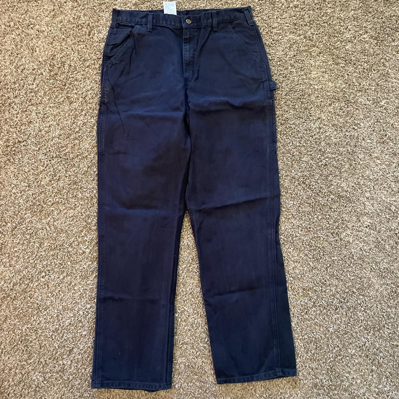 vintage dark blue carhartt carpenter pants 36x34 no... - Depop