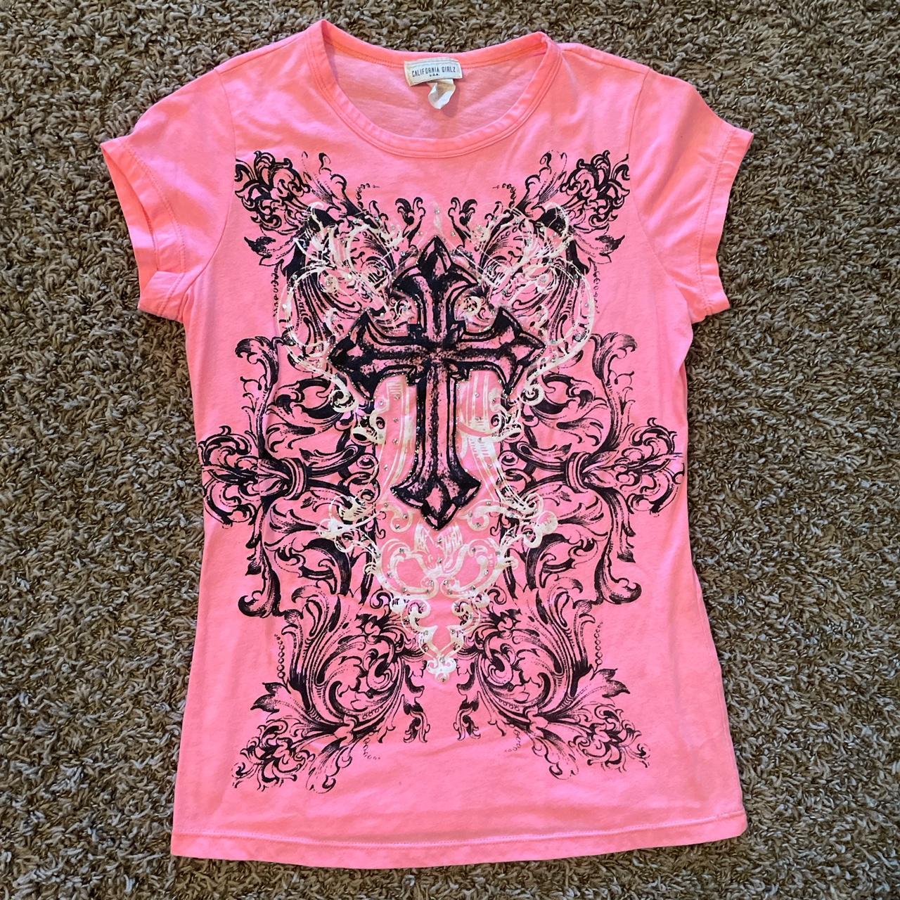 women’s y2k affliction style cross tee no... - Depop