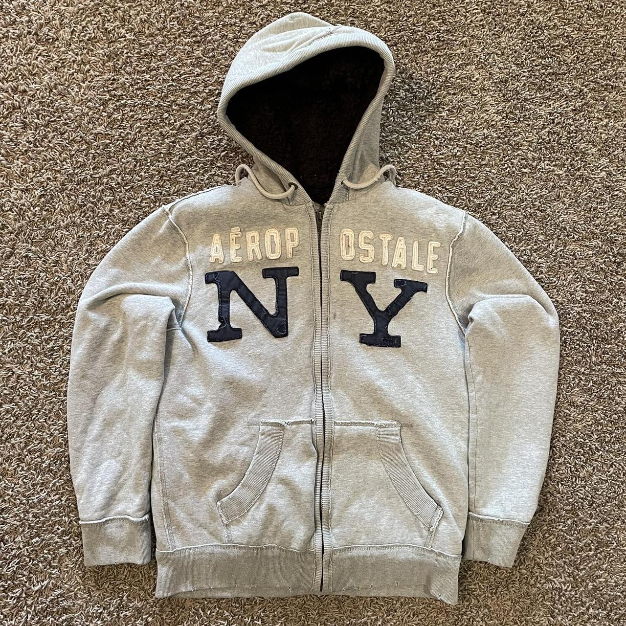 y2k aeropostale NY fur lined zip up jacket... Depop