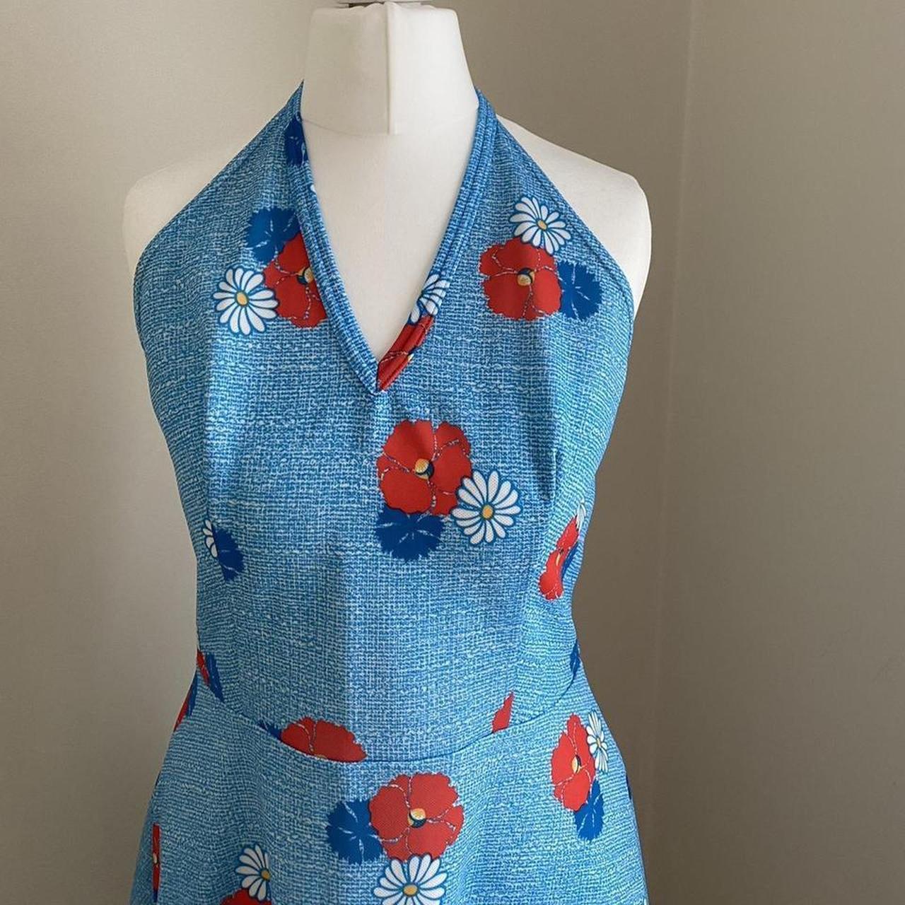 Vintage 70s halter neck summer sun dress Floral... - Depop